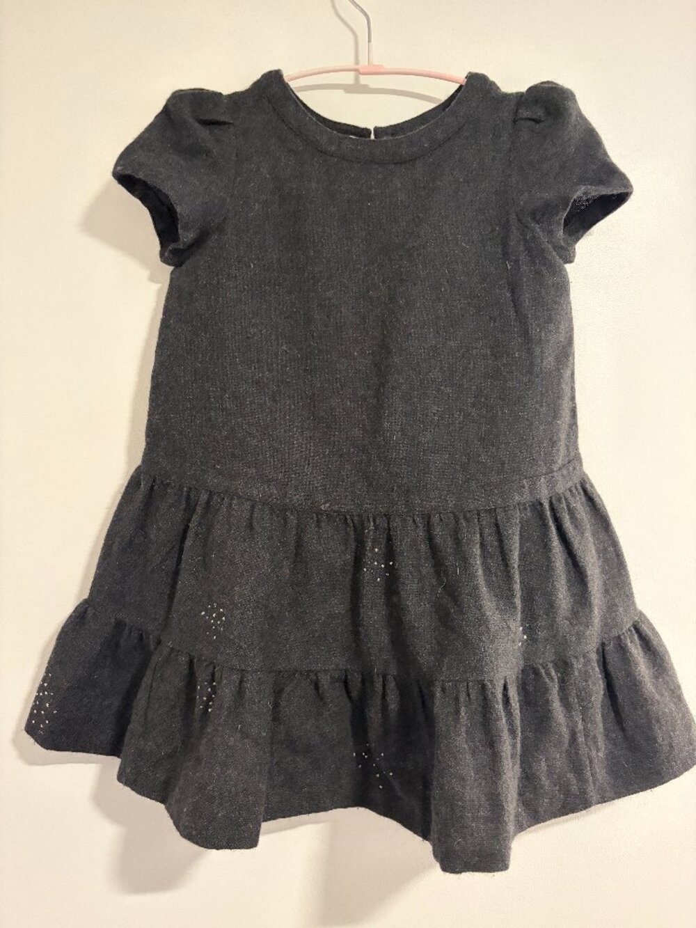 Bonpoint gray wool dress with silver details size 6